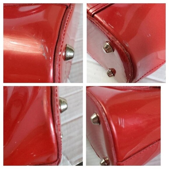 Beijo Head Over Heels Red Patent Leather Bag Tote Shoulder Handbag Purse Women's - Picture 8 of 16